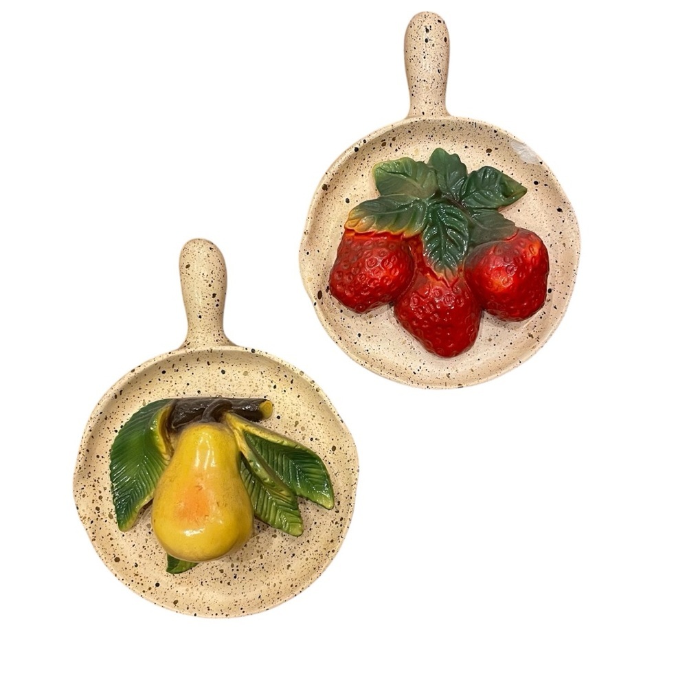 Vintage Fruit-Themed Ceramic Wall Decor - Set of 2